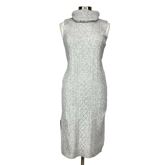 House of Harlow 1960 Sleeveless Cable Knit Sweater Dress Gray Turtleneck size M - Picture 1 of 13